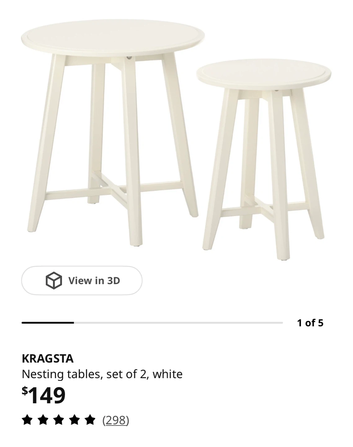 IKEA KRAGSTA Side/Nesting Tables - Set of 2, White - photo 2