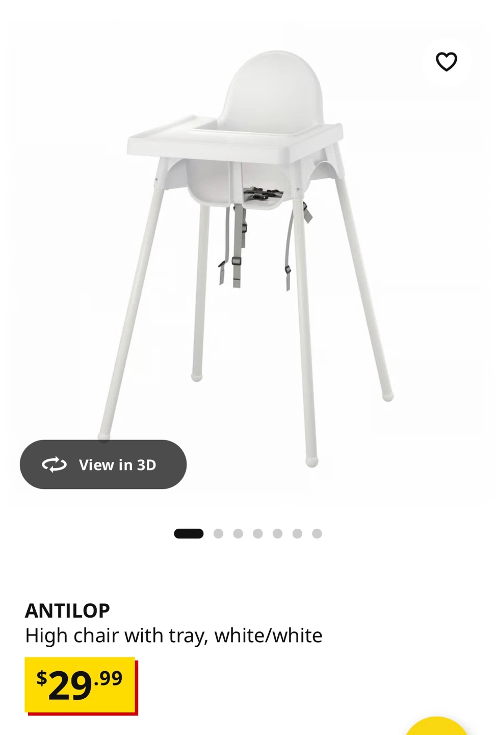 High Chair with Tray White x 2