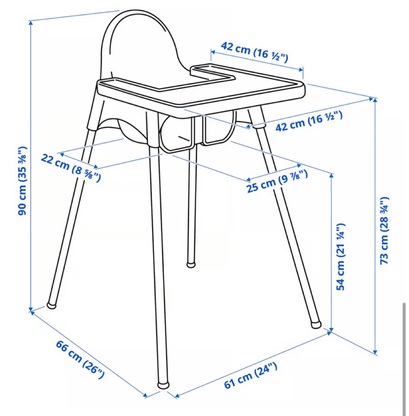 High Chair with Tray White x 2 - photo 3