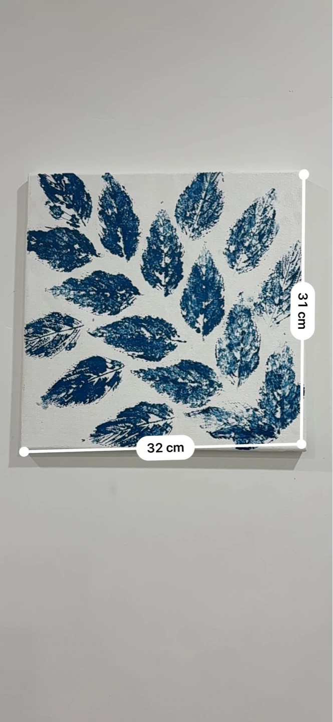 Canvas Print with Blue Leaf Imprints - photo 2