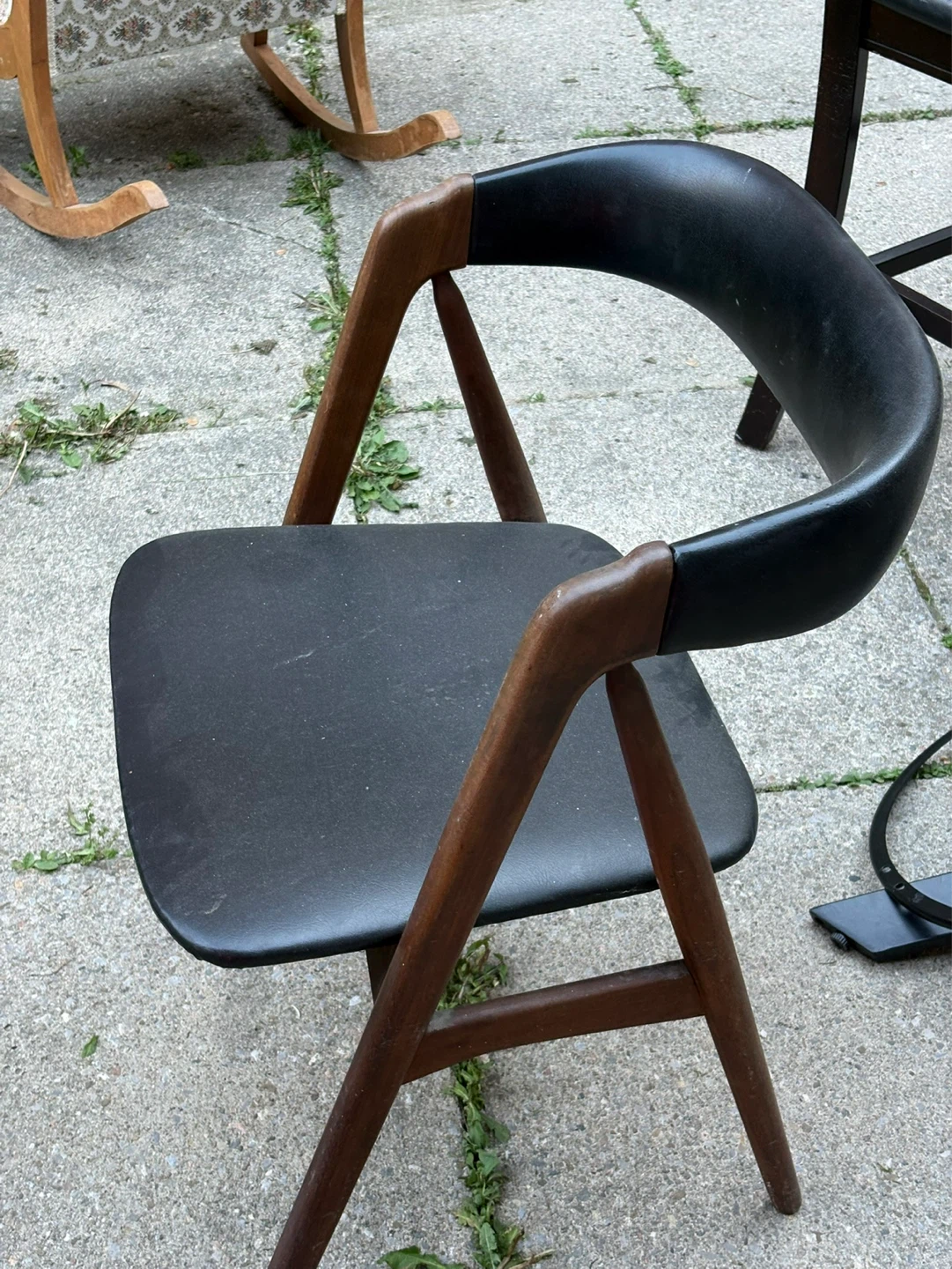 Modern Chair - Wood and Black Vinyl