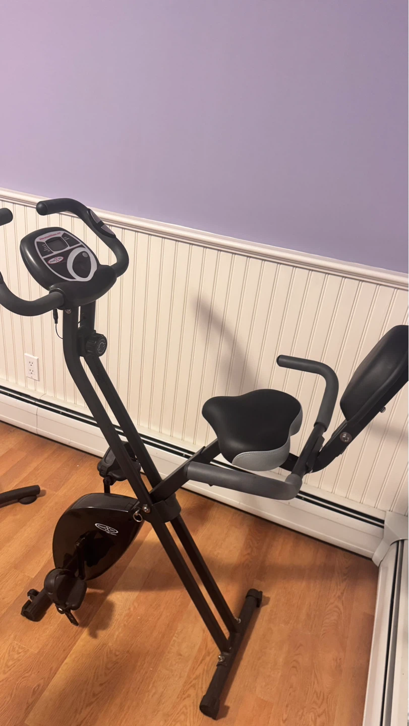 Black Exercise Bike with Back Support