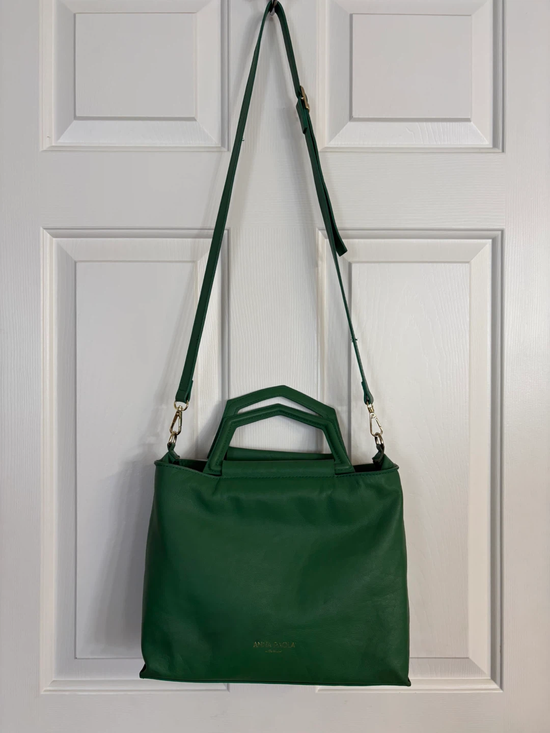 Anna Paola Emerald Green Italian Leather Satchel Bag