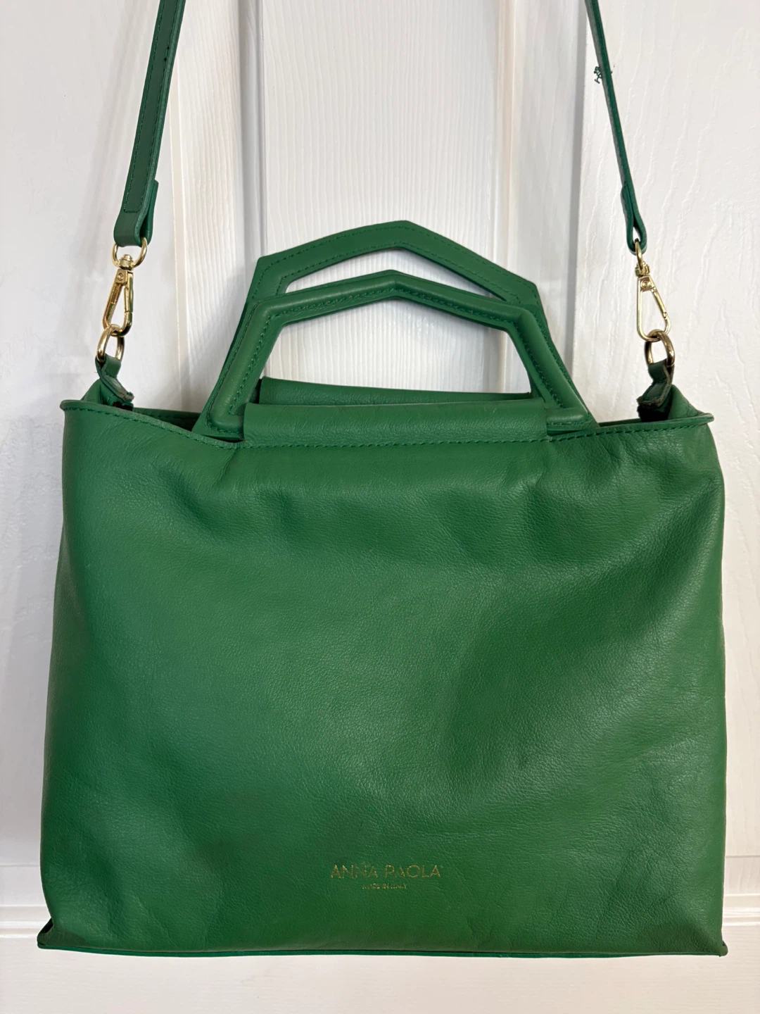Anna Paola Emerald Green Italian Leather Satchel Bag - photo 2