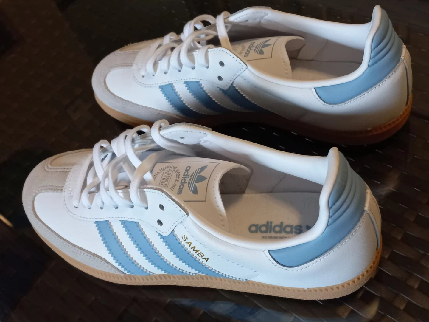 Adidas Samba OG Shoes White Light Blue Gum Sole - photo 2