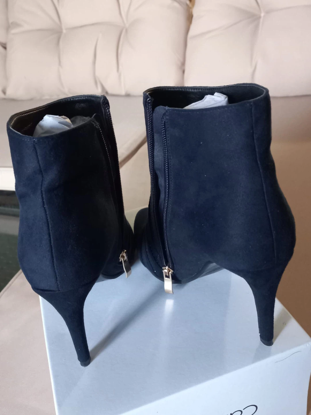 Calvin Klein Navy Suede Sparkle Ankle Boots - photo 3