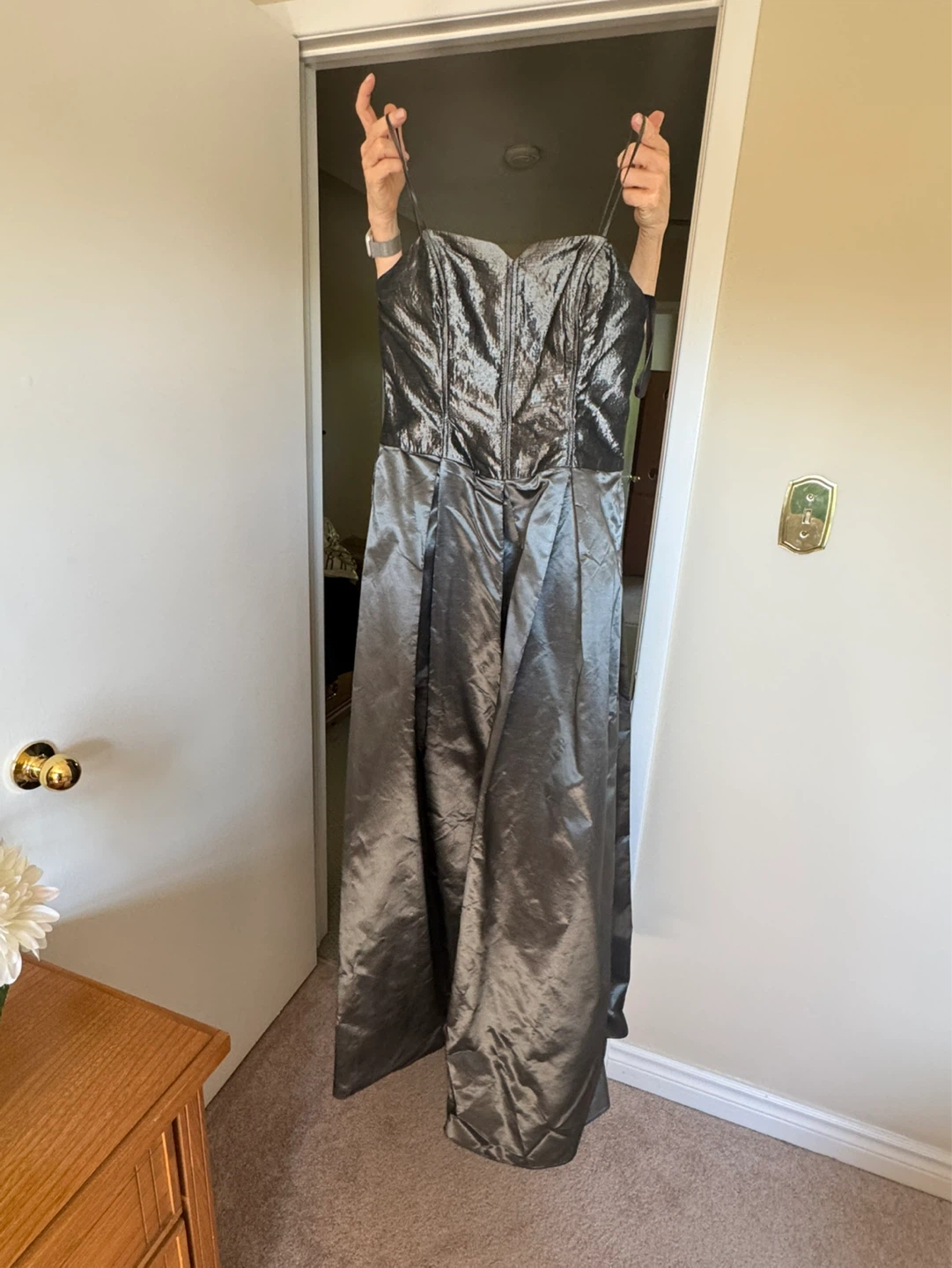 Grey Strapless Gown