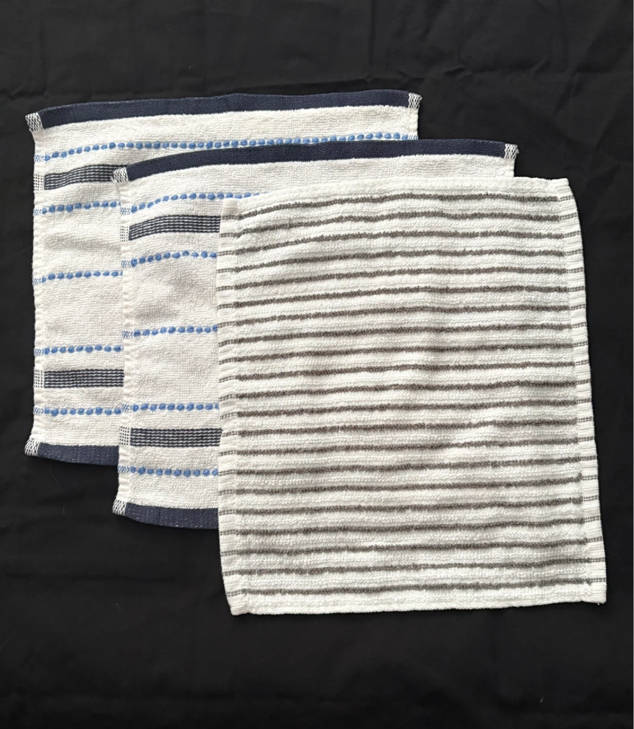 Set of 3 face cloths - Blue, Grey Striped - photo 2
