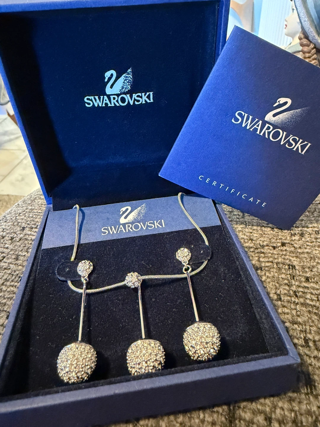 Swarovski Crystal Sphere Pendant Necklace and Earrings Set