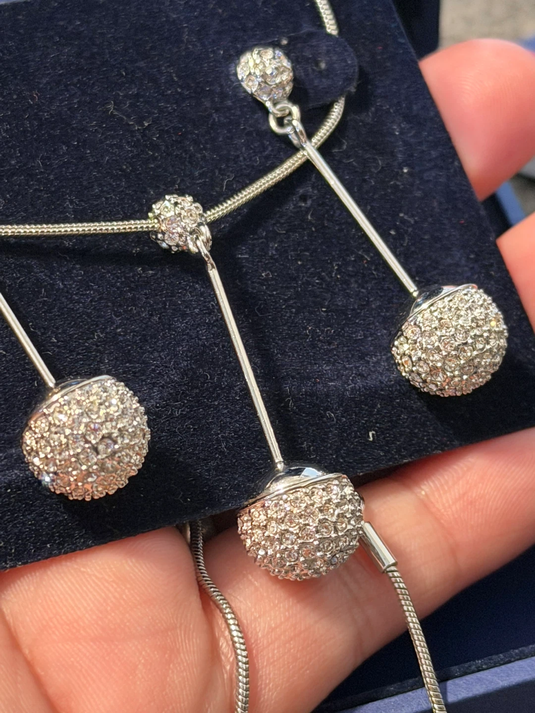 Swarovski Crystal Sphere Pendant Necklace and Earrings Set - photo 2
