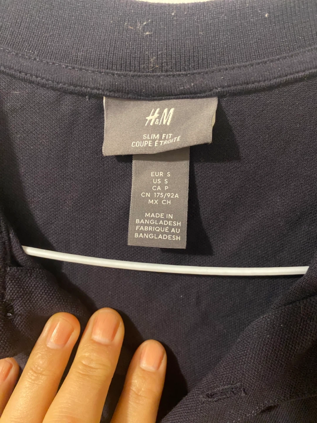 H&M Slim Fit Men's Navy Polo Shirt Size S