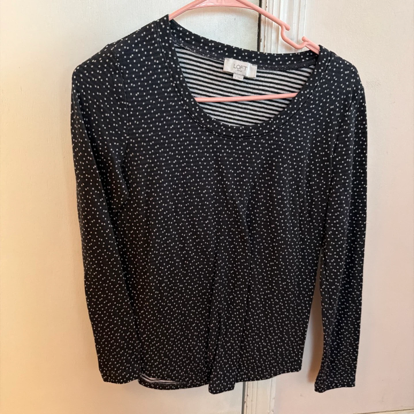 Loft Black & White Polka Dot Long Sleeve Shirt