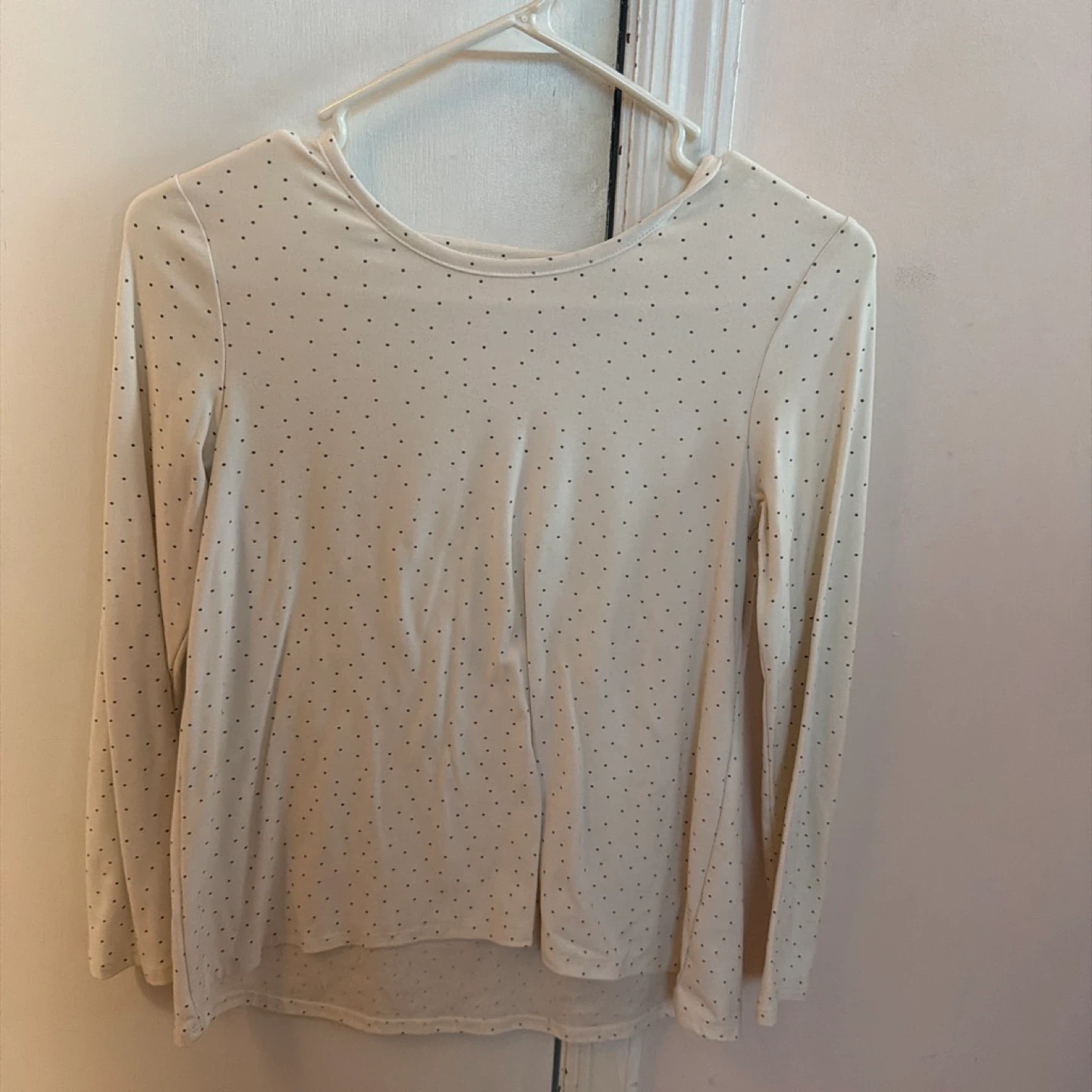 White and Black Polka Dot Long Sleeve Shirt