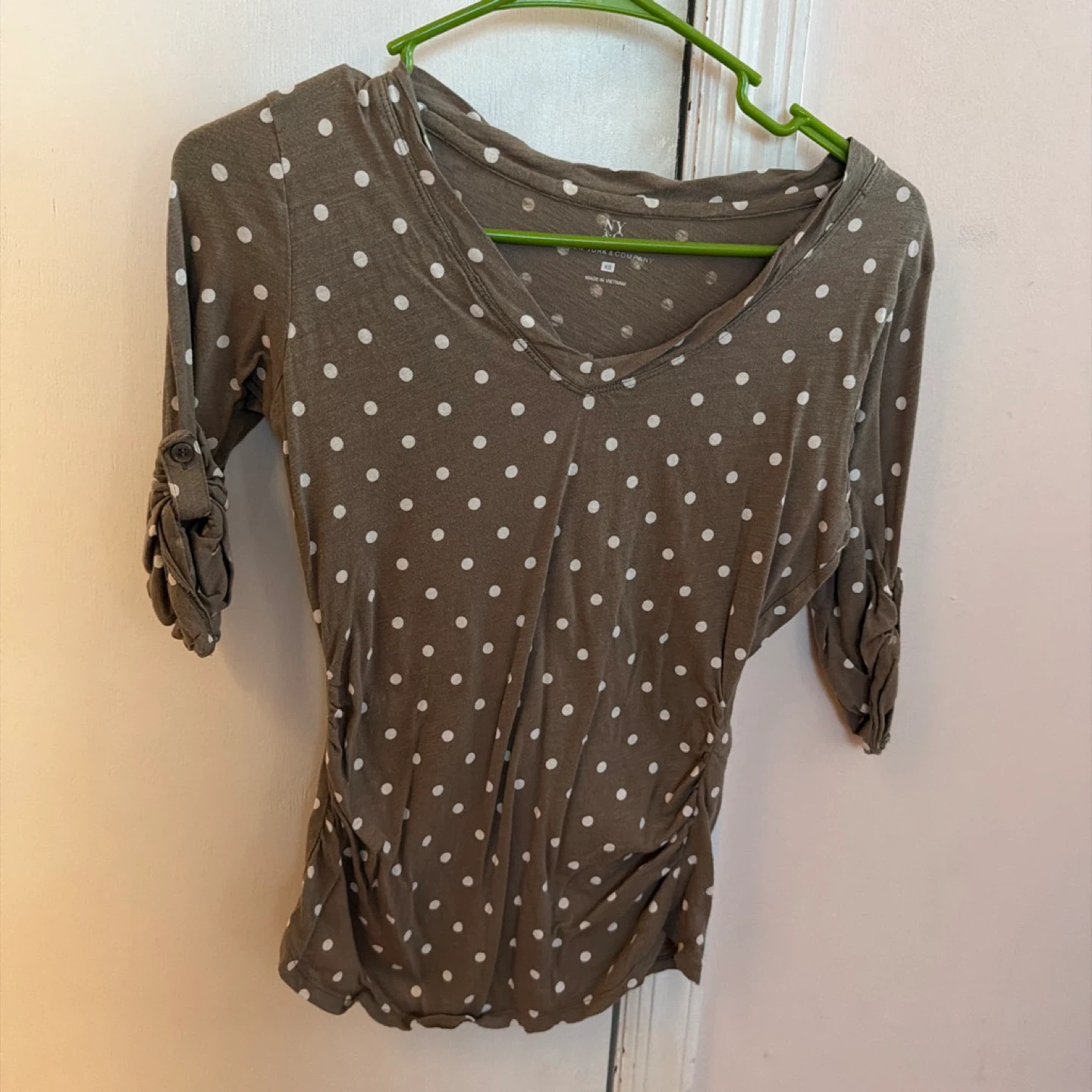 NY&C Polka Dot Ruched Top