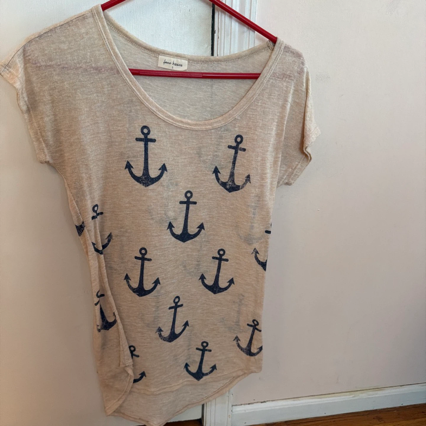 Love Kisses Anchor Print T-Shirt Size S