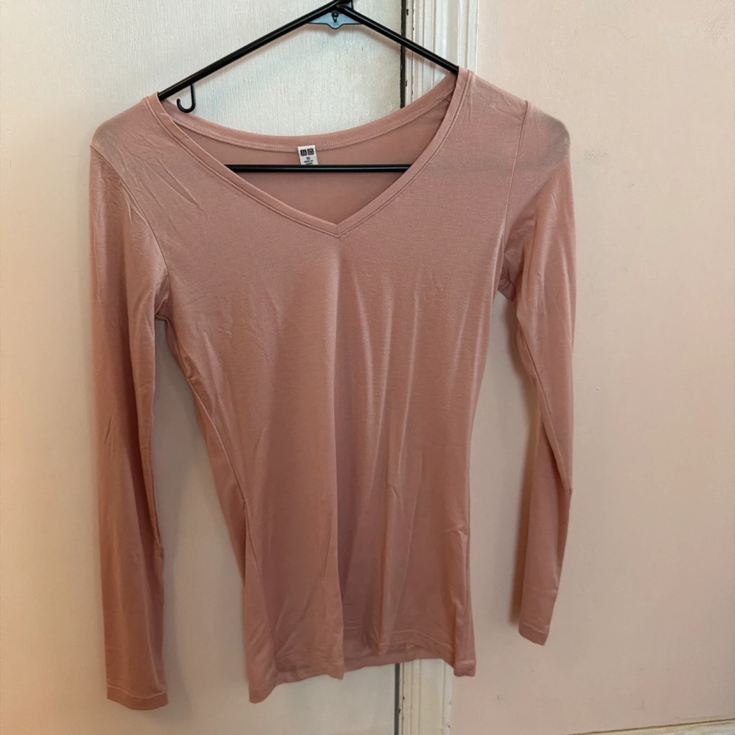 Uniqlo Pink Long Sleeve V-Neck Top