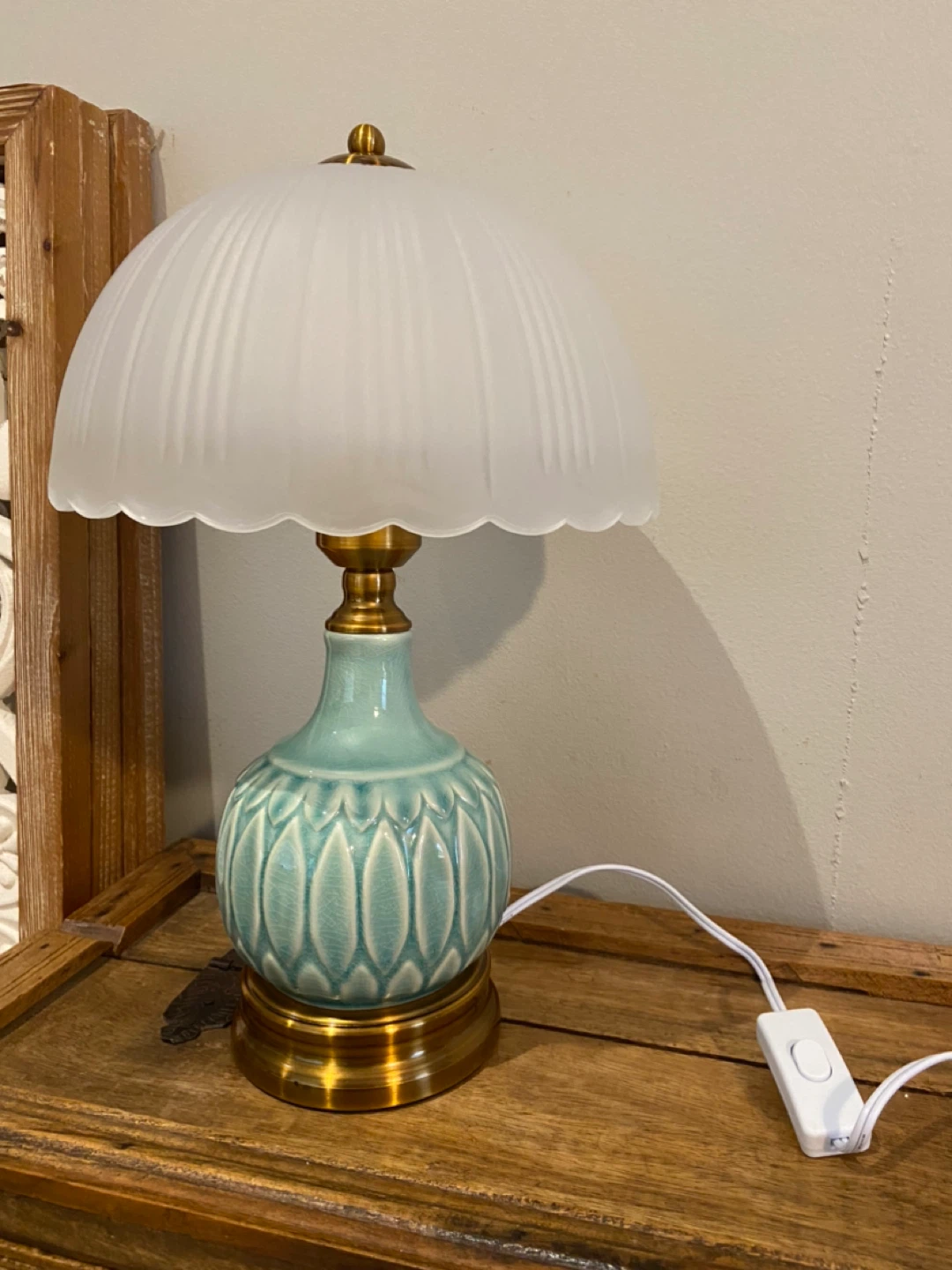 New Table Lamp Ceramic/Glass Shade