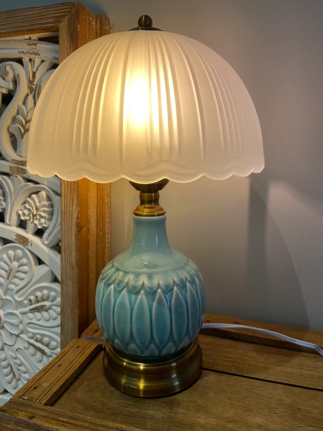 New Table Lamp Ceramic/Glass Shade - photo 2