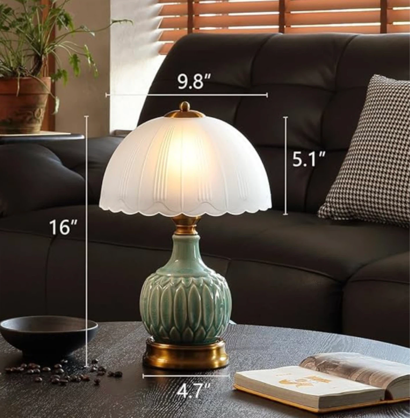 New Table Lamp Ceramic/Glass Shade - photo 4