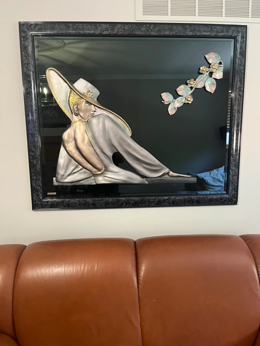 Vintage Mirror with Woman Art