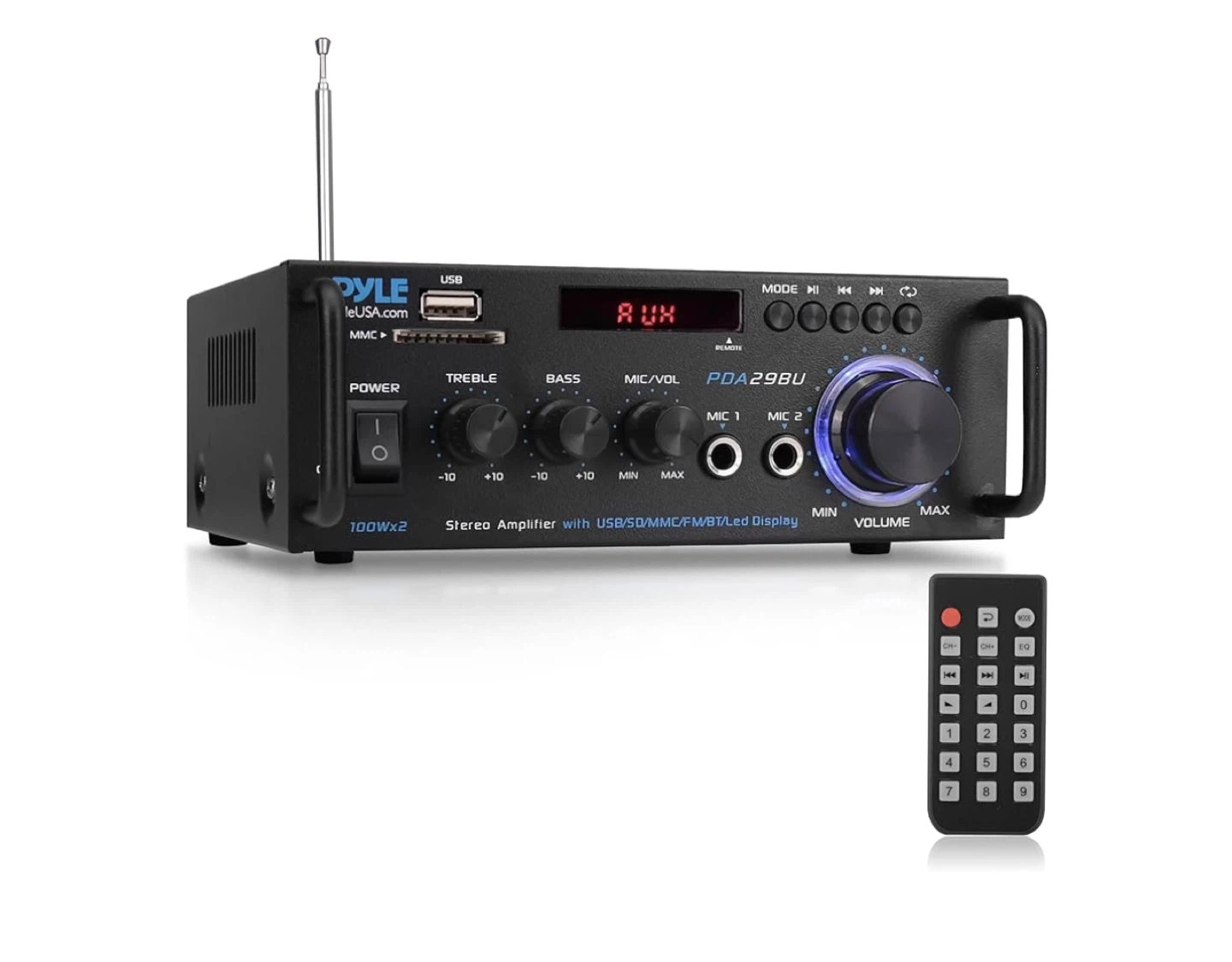 Pyle PDA29BU Stereo Amplifier with USB/SD/MMC/FM/BT