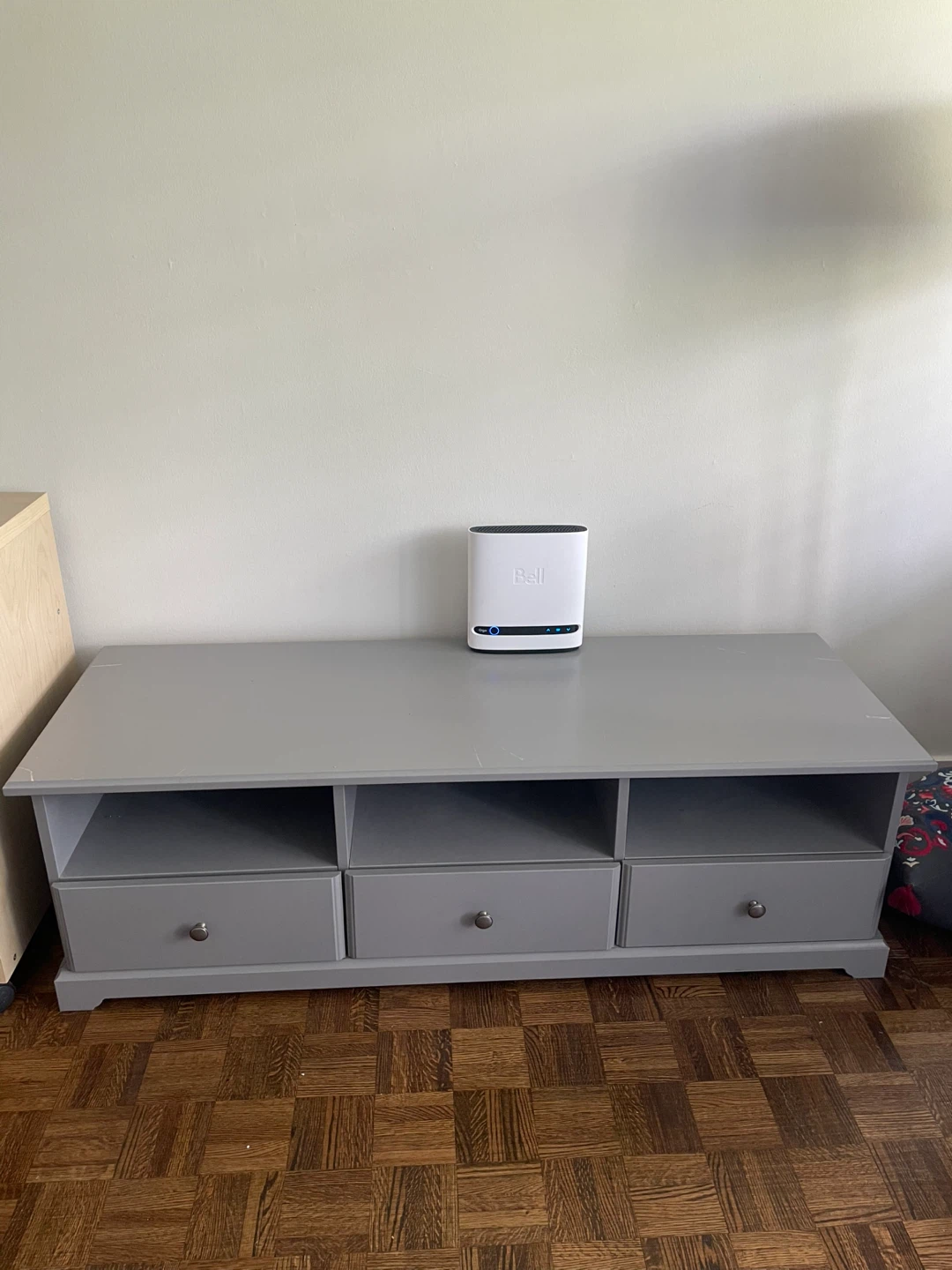 Grey TV Stand with 3 Drawers and 3 Shelves