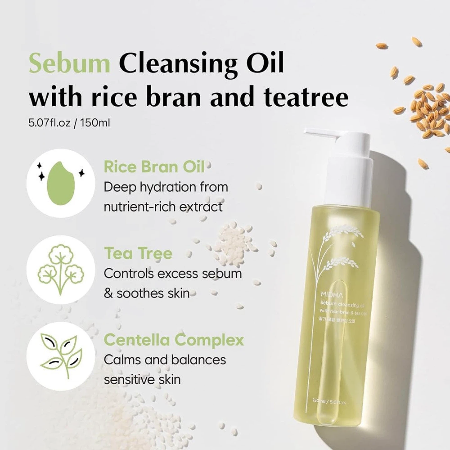 MIDHA Sebum Cleansing Oil with Rice Bran & Tea Tree - photo 2
