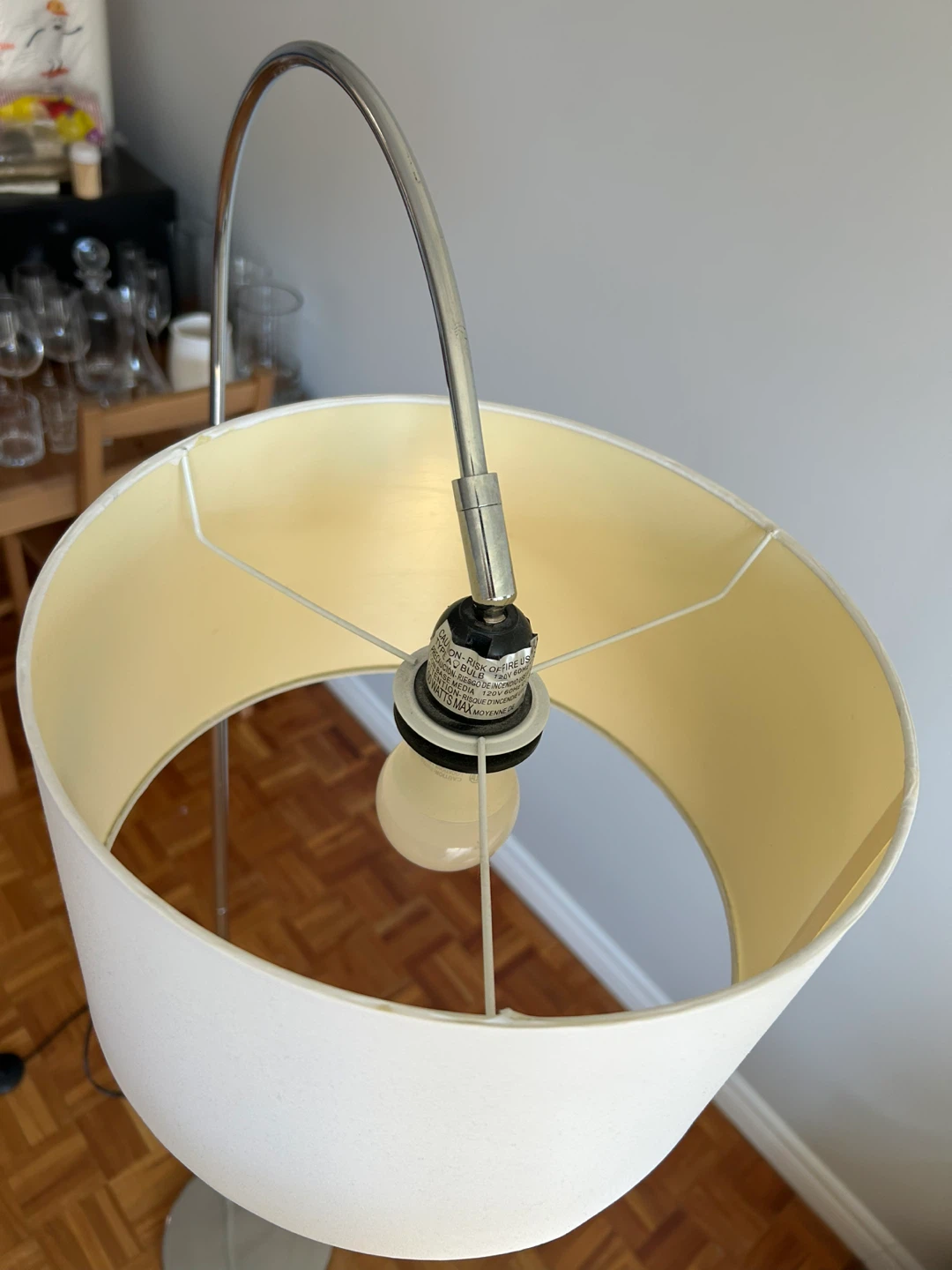 Curved Floor Lamp with White Shade - photo 3
