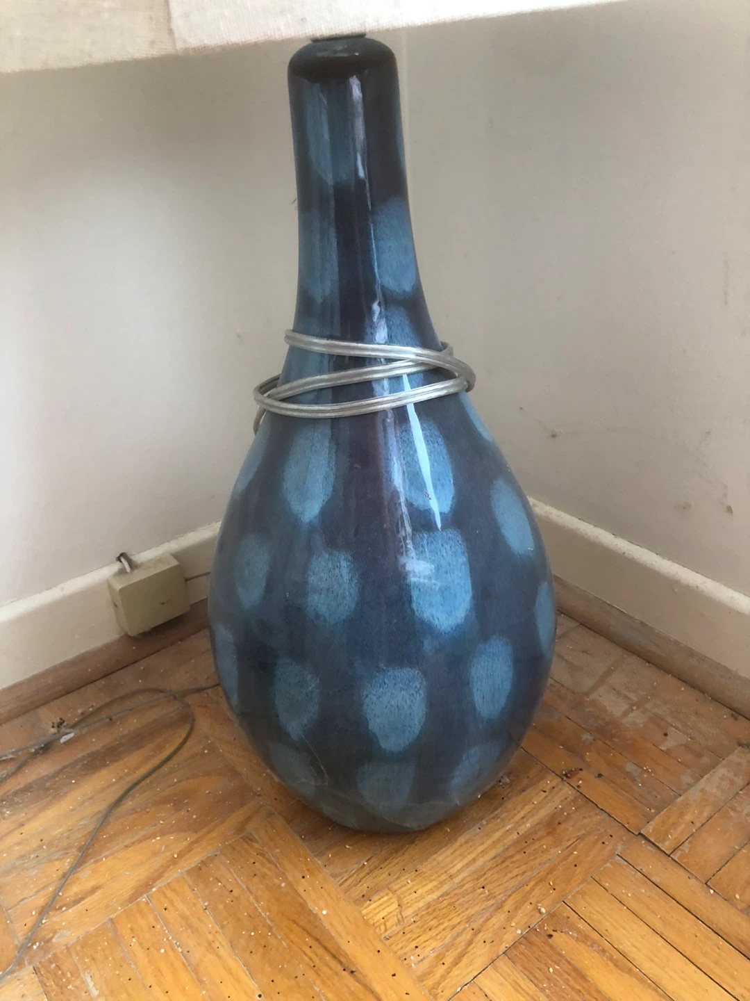 Blue Polka Dot Ceramic Table Lamp