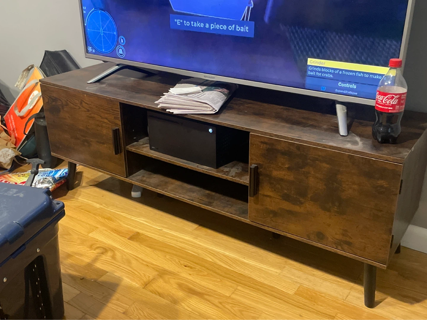 TV stand with adjustable shelf and 2 doors