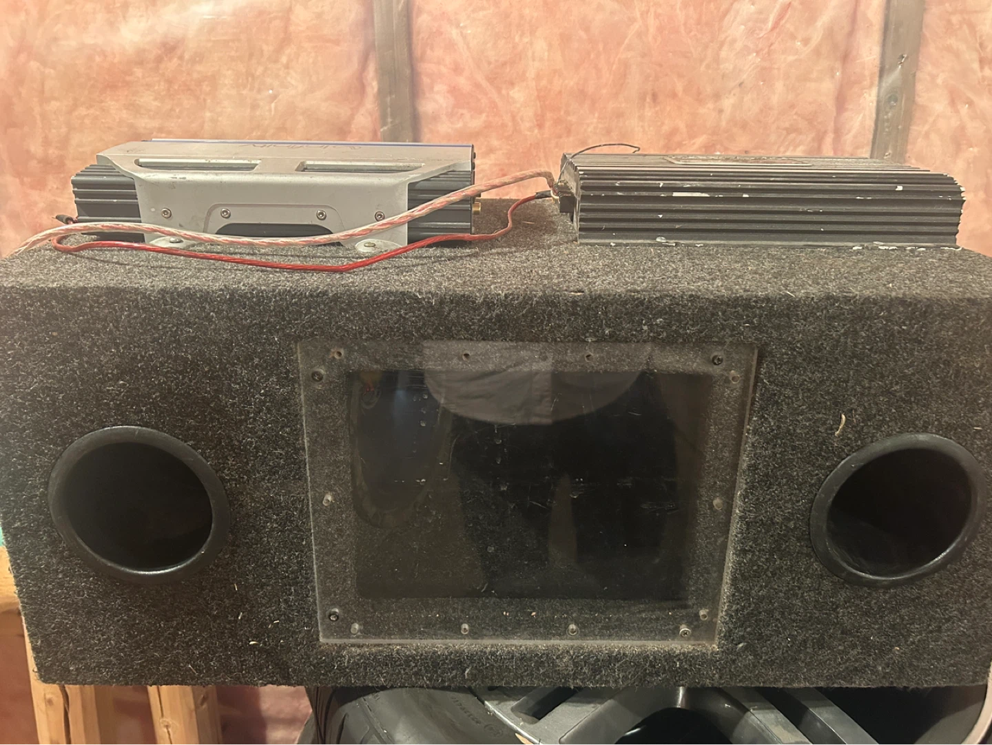Infinity & Kenwood Car Audio Amplifiers with Dual Subwoofer Box