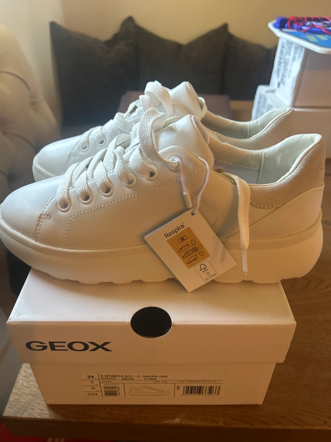 GEOX D Spheria EC4.1 white leather sneakers - photo 3