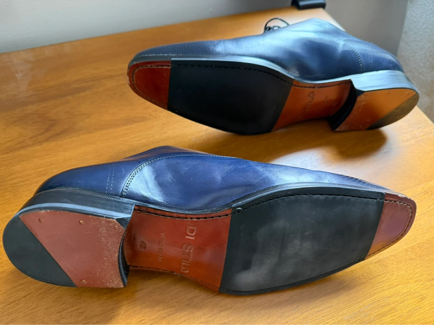 Men's Navy Blue Leather Dress Shoes - photo 2