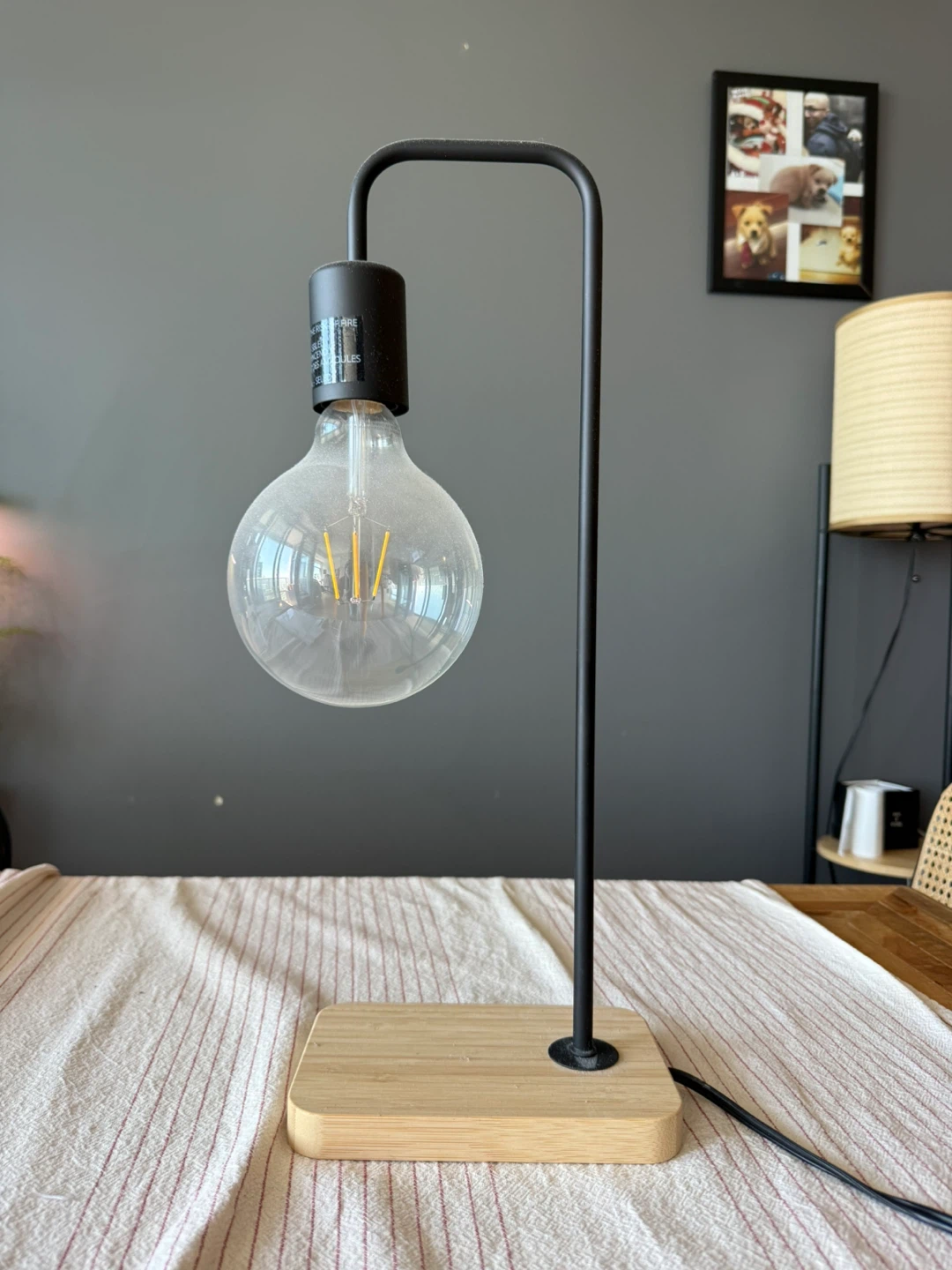 Modern Desk Lamp with Wood Base