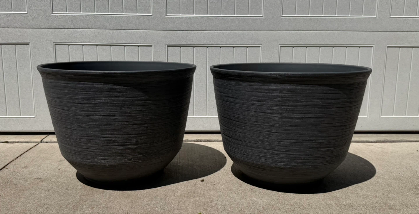2 New Large Charcoal Grey Resin Indoor/Outdoor Planter