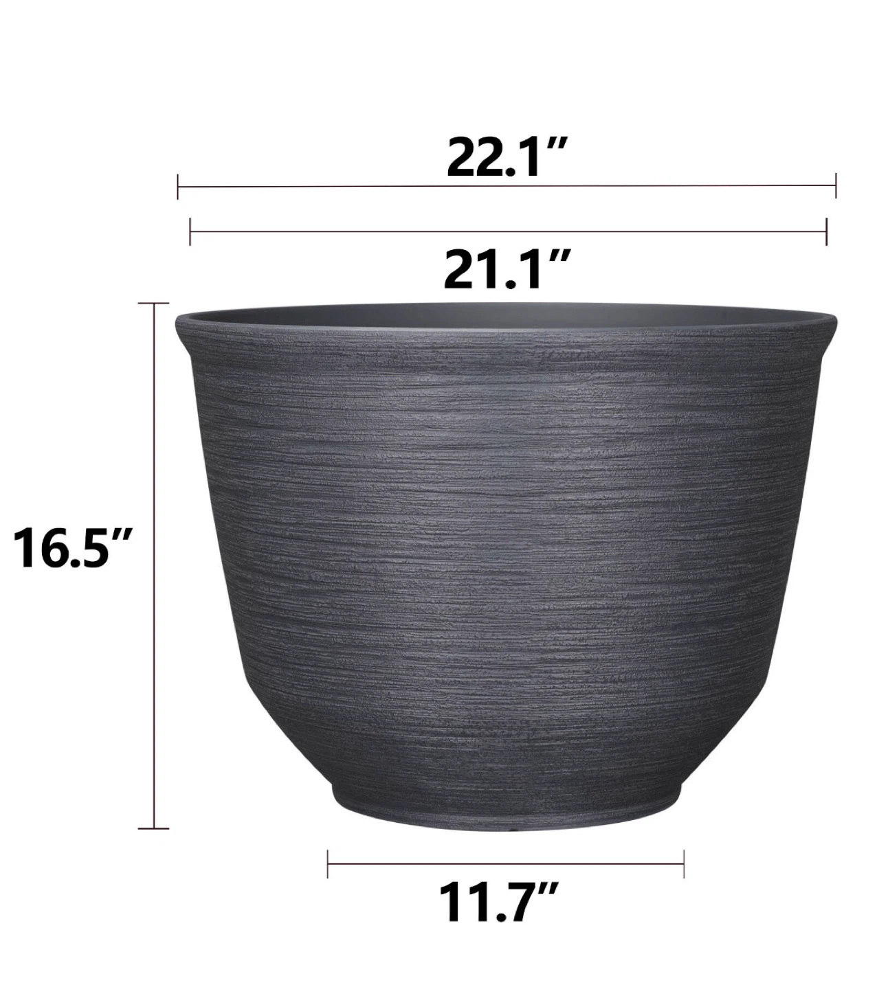 2 New Large Charcoal Grey Resin Indoor/Outdoor Planter - photo 2