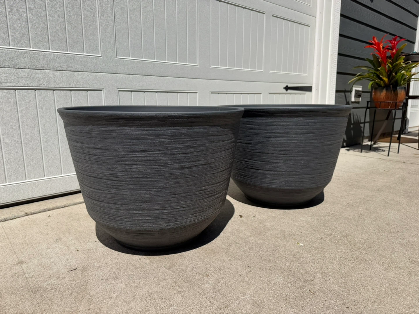 2 New Large Charcoal Grey Resin Indoor/Outdoor Planter - photo 4