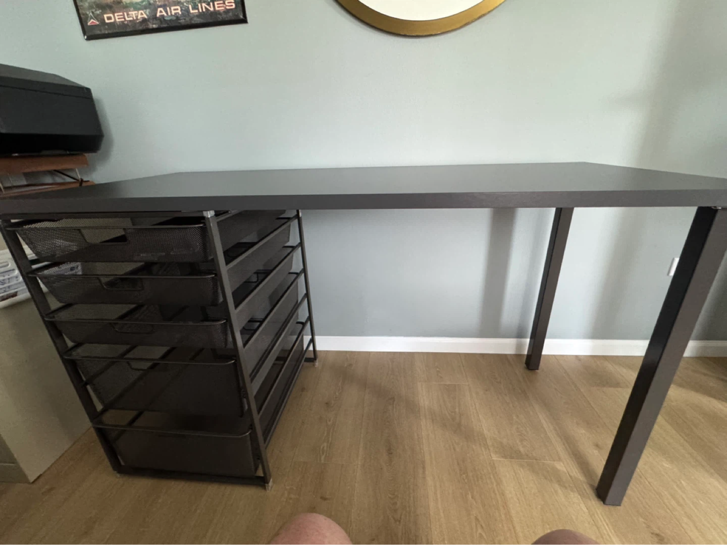 Dark Gray Desk with Rolling Storage Drawers - photo 2