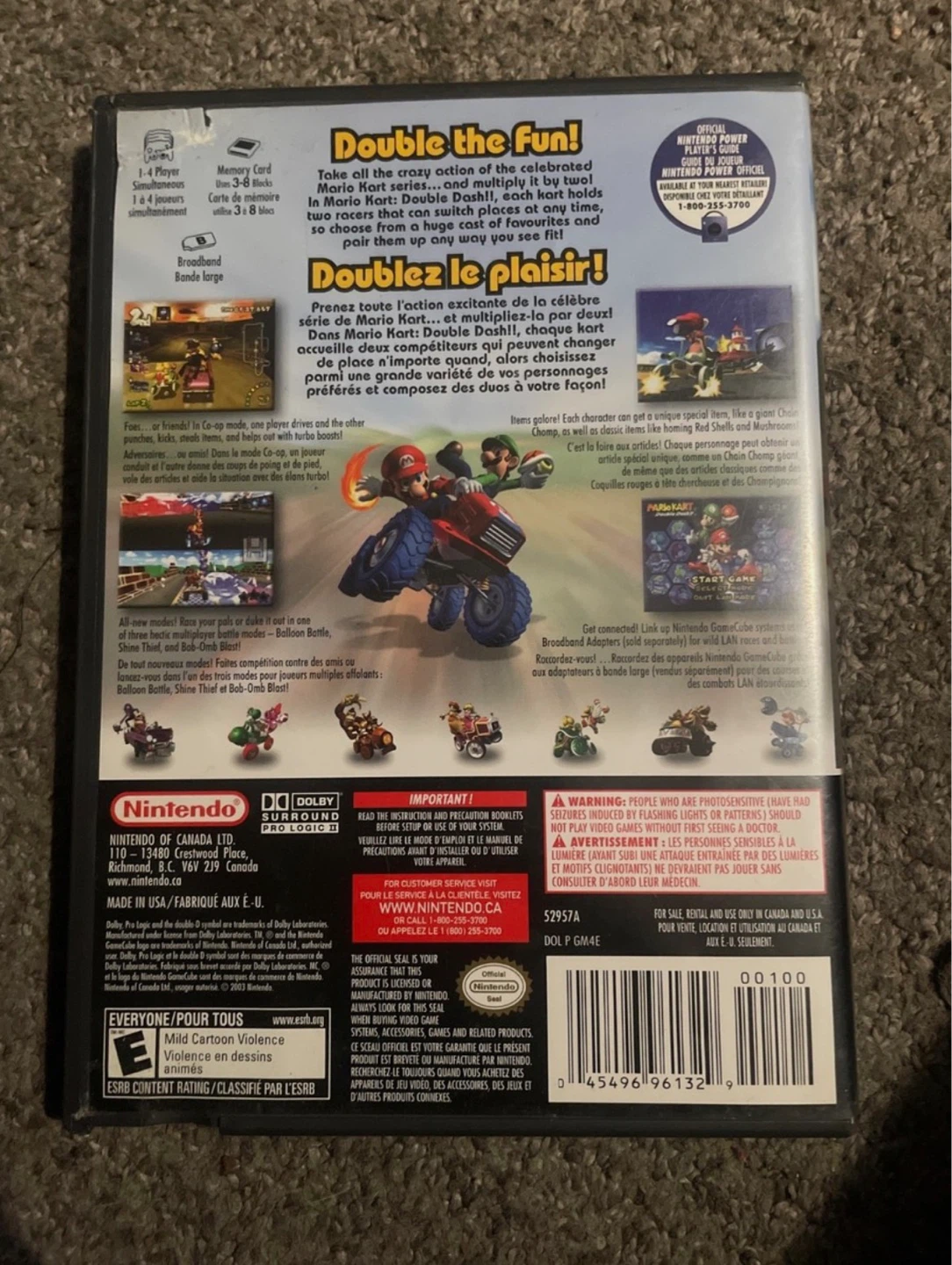 Nintendo GameCube Mario Kart Double Dash!! Game Disc and Case - photo 2