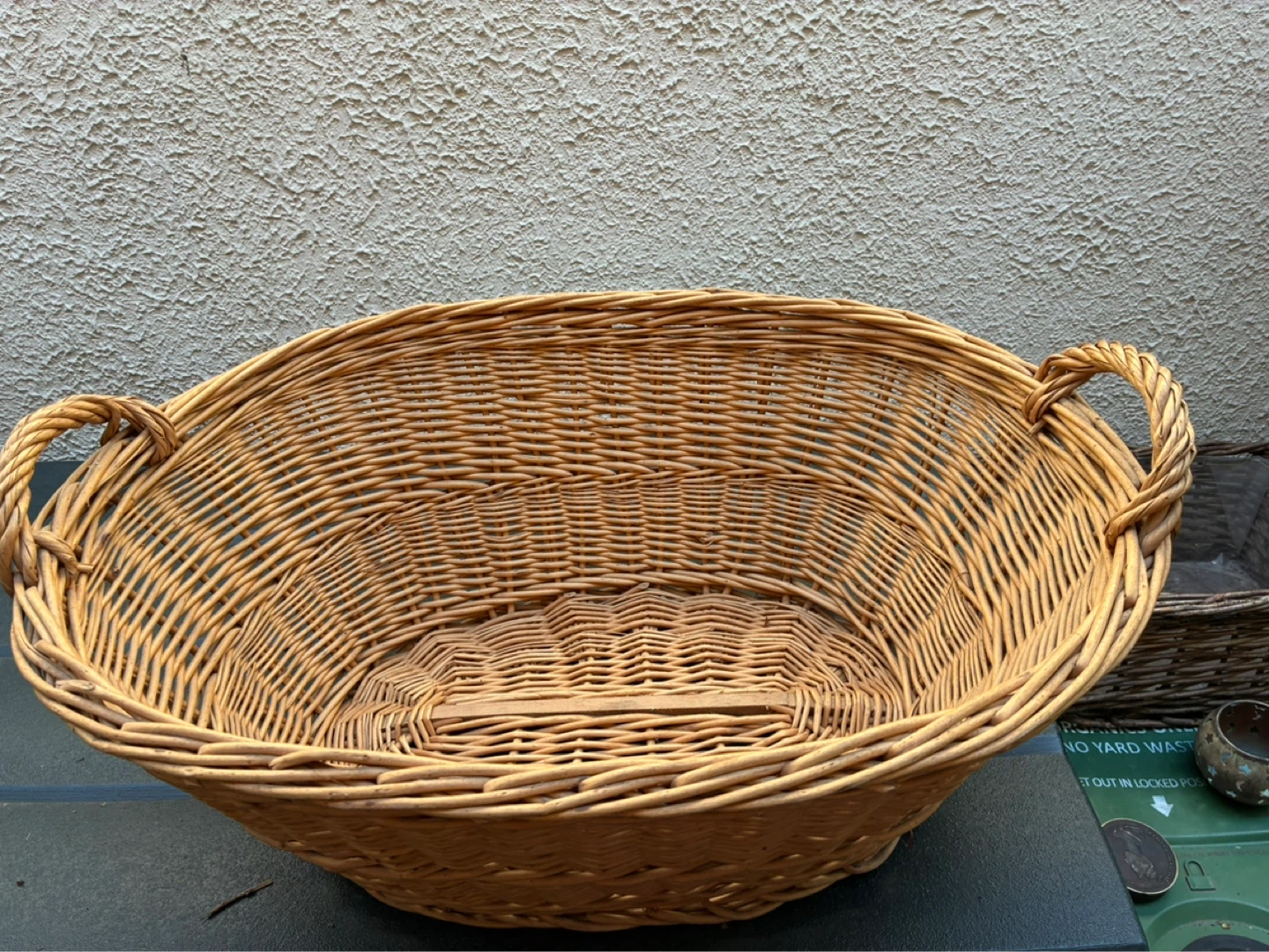 BIG wicker willow laundry basket storage firewood Donlands O'Con - photo 2