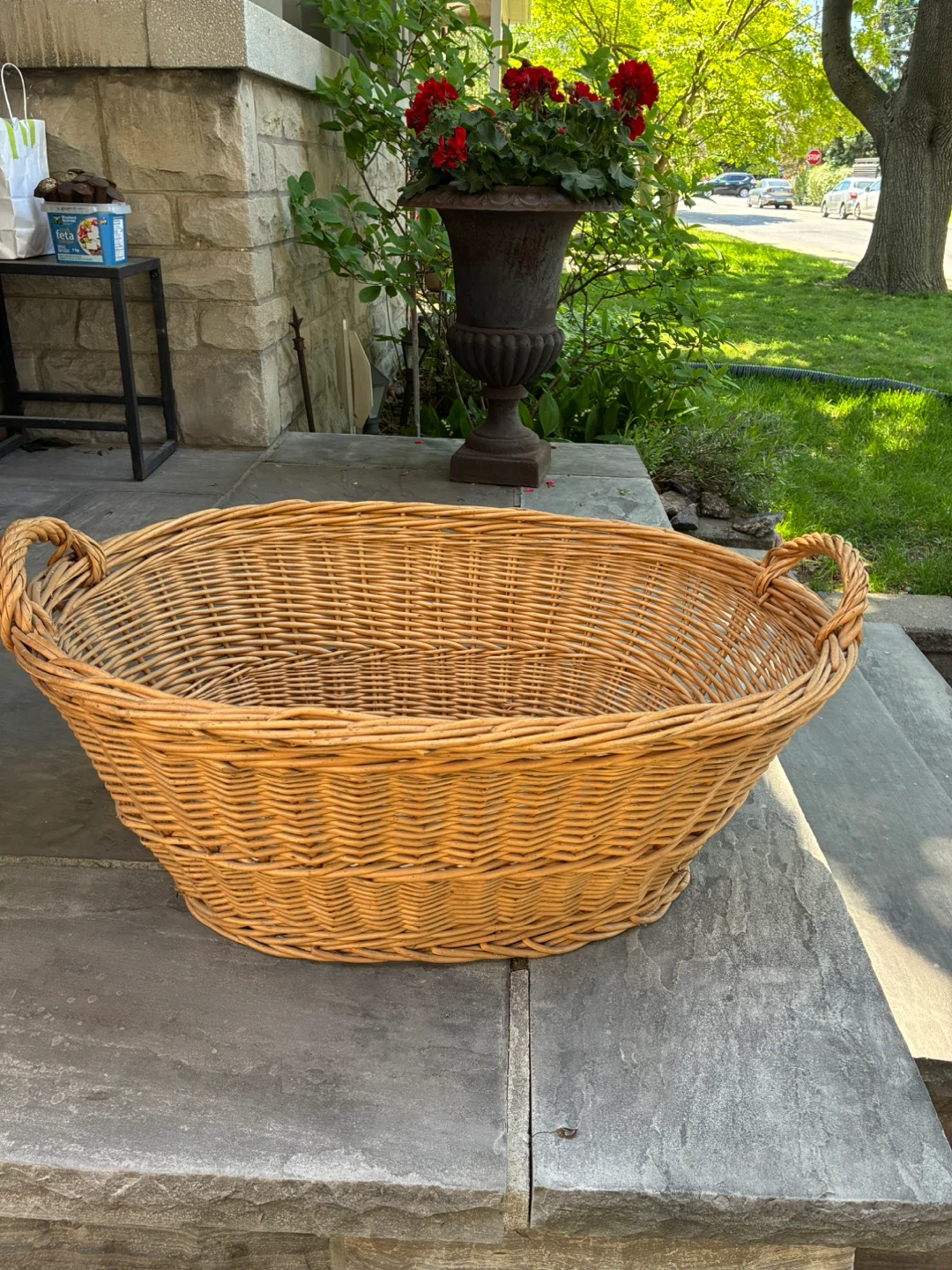 BIG wicker willow laundry basket storage firewood Donlands O'Con - photo 4
