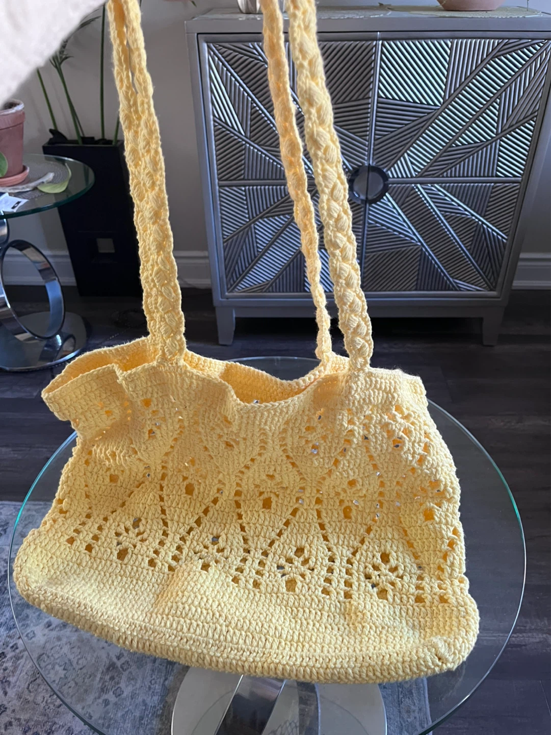 Yellow Crochet Tote Bag - photo 2