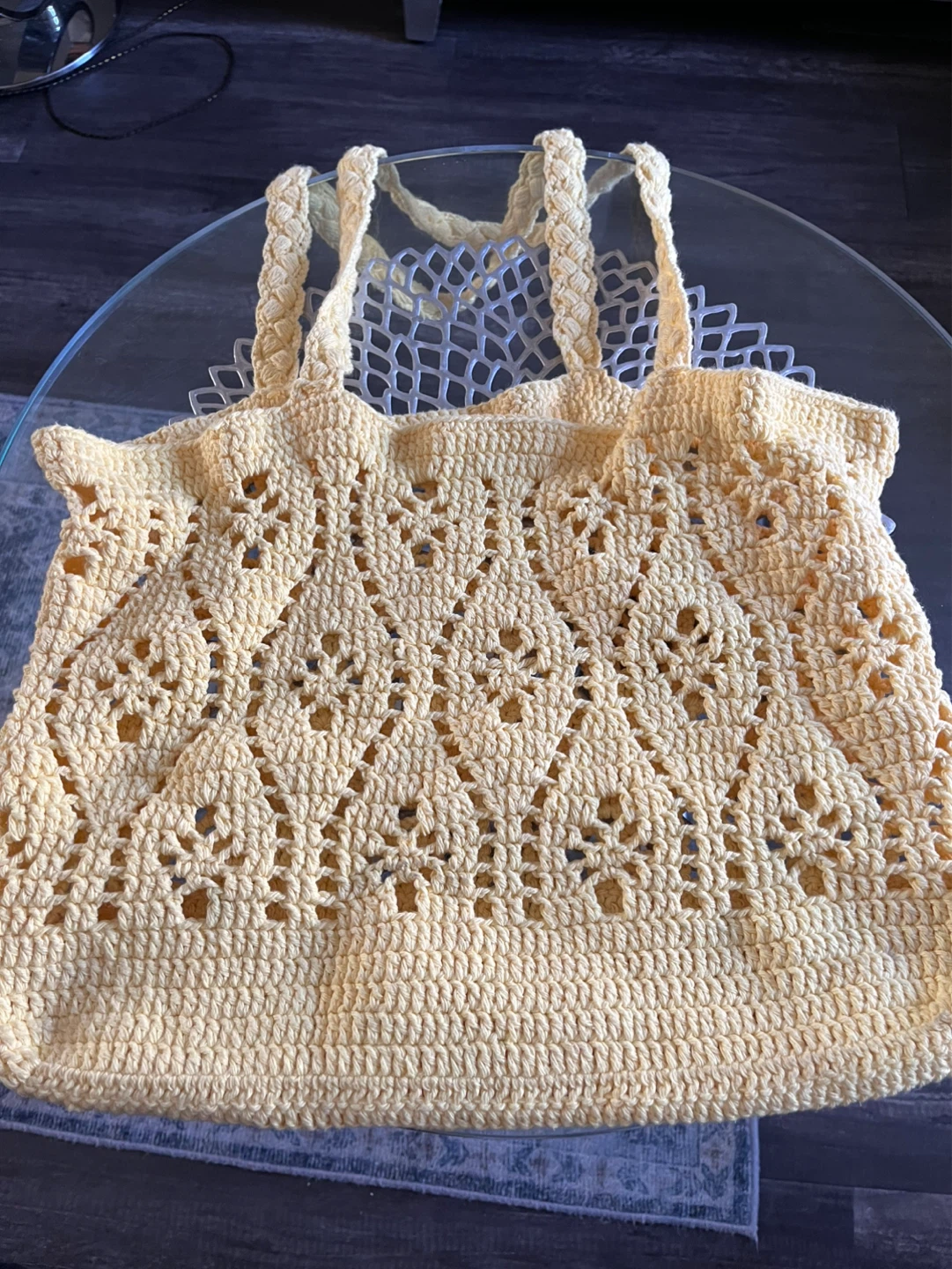 Yellow Crochet Tote Bag