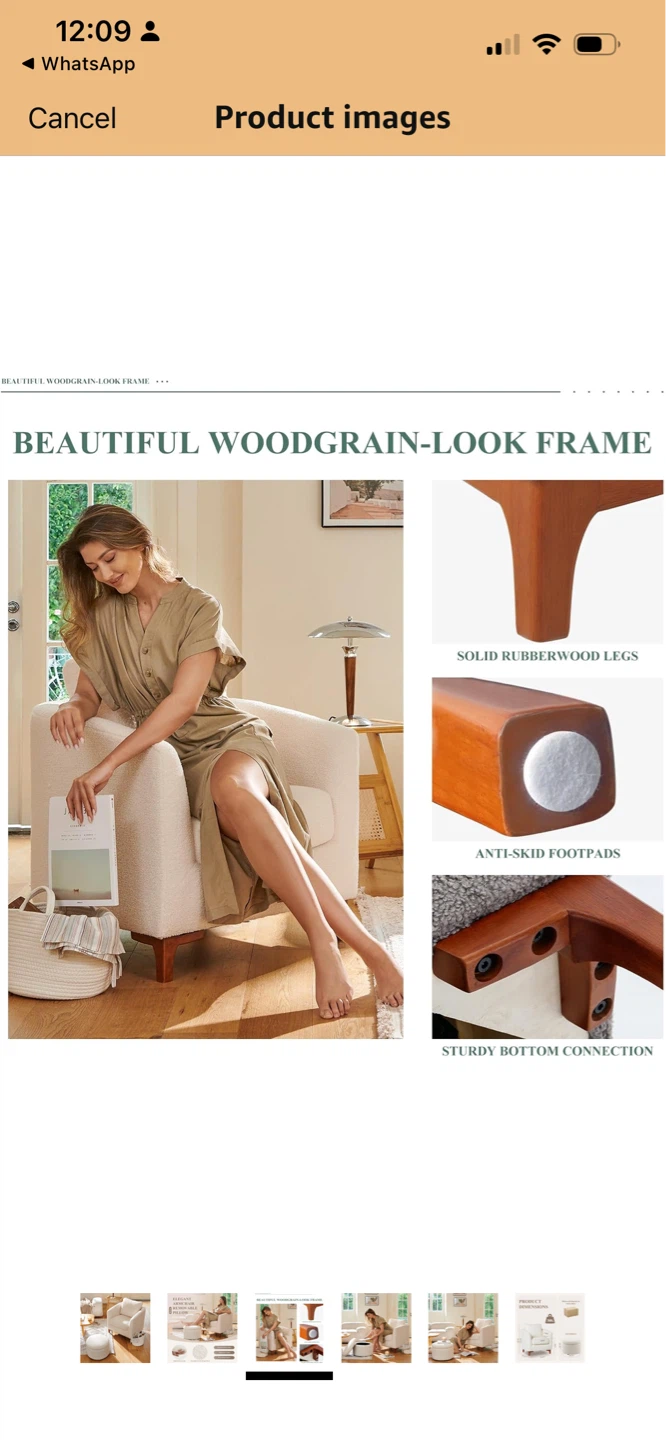 New Elegant Armchair Removable Pillow matching storage ottoman - photo 3