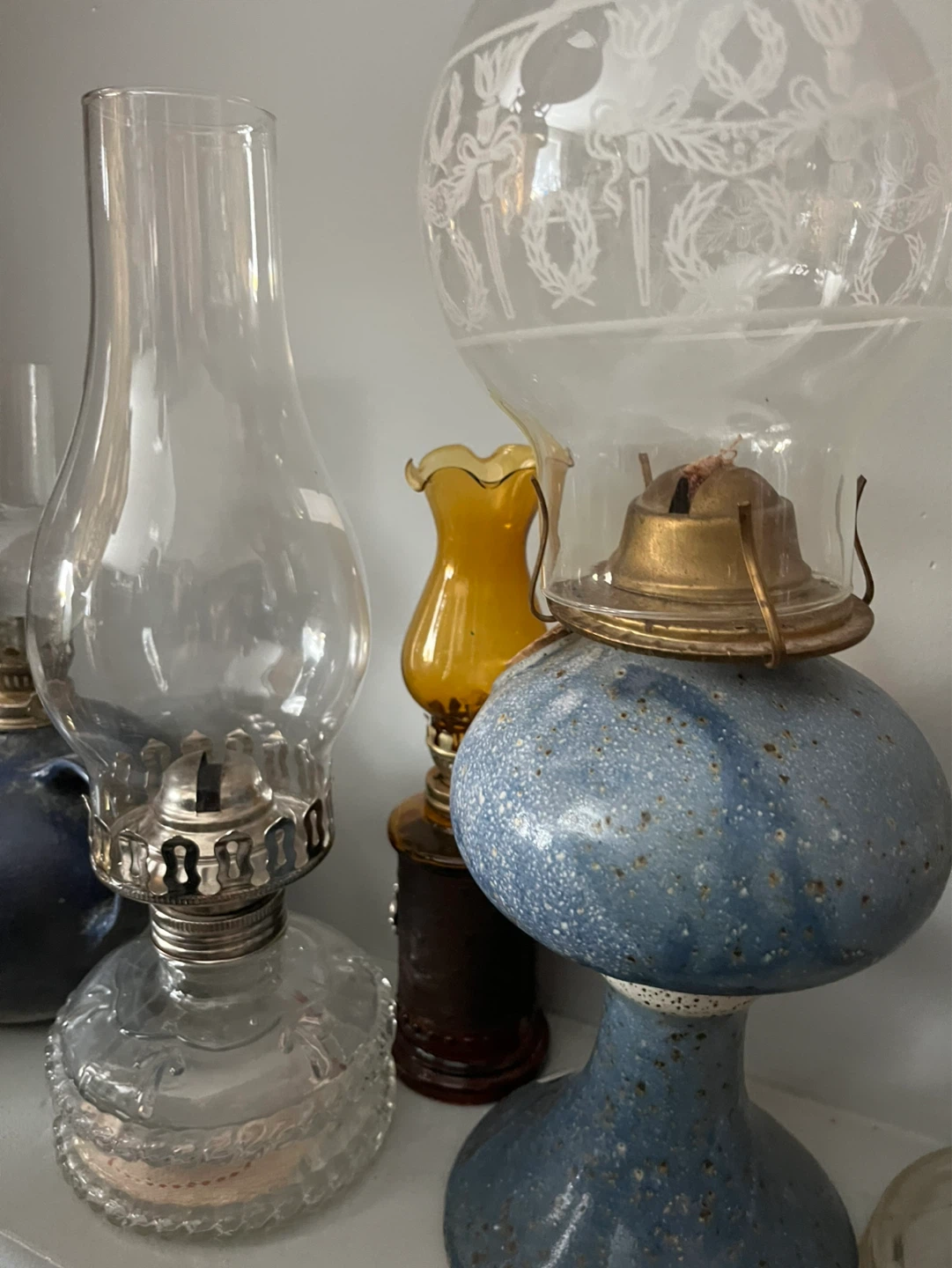 Collection of vintage oil lamps