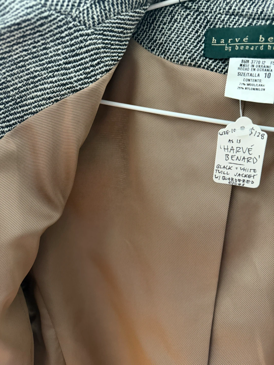 Hervé Léger Black & White Twill Jacket Size 10 - photo 2