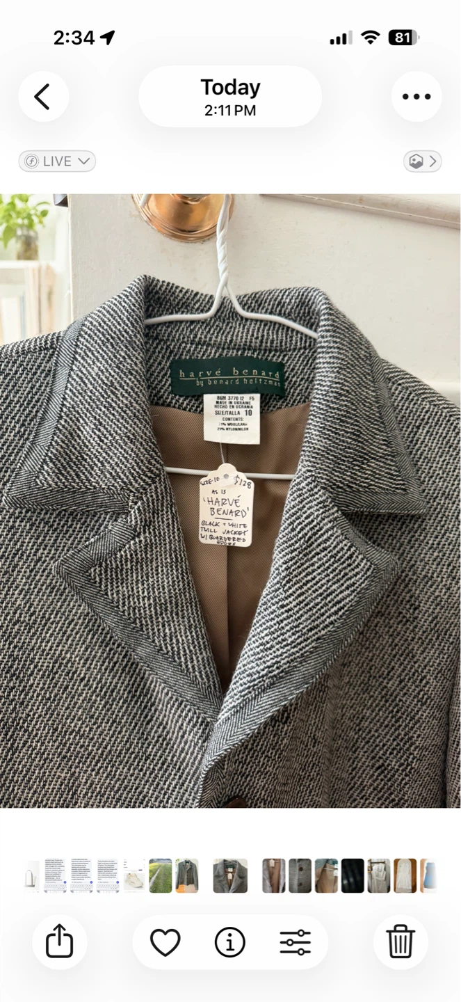 Hervé Léger Black & White Twill Jacket Size 10