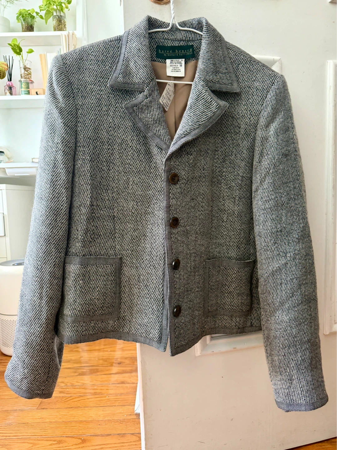Hervé Léger Black & White Twill Jacket Size 10 - photo 5