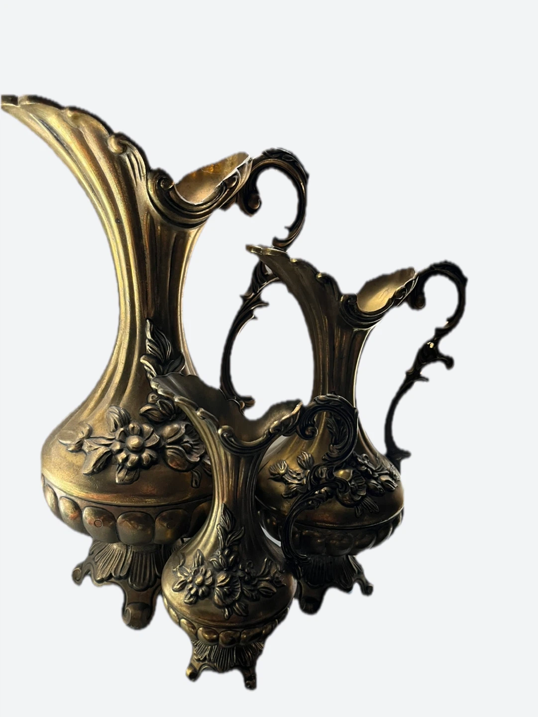Vintage Set of 3 Decorative Brass Pitchers - Made in Italy - photo 2