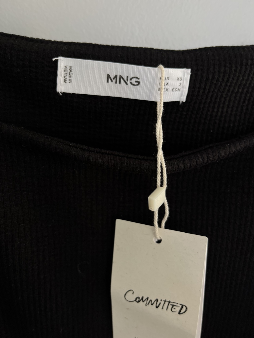 New with tags: Mango Black Ribbed Spaghetti Strap Mini Dress - photo 4